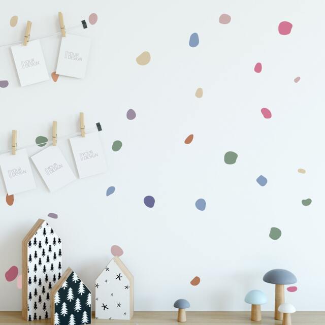 Peel & Stick Removable Pastel Polka Dot Vinyl Wall Stickers For Kids ...