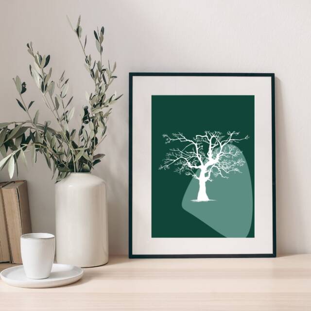 Green Minimal Tree Print, Wall Decor, Nature Inspired Calming Prints by ...