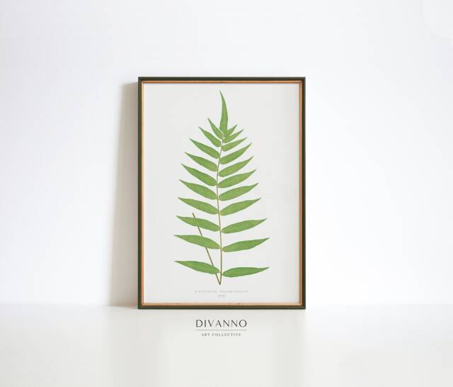Vintage Fern Print, Neutral Green Botanical Wall Art Poster ...
