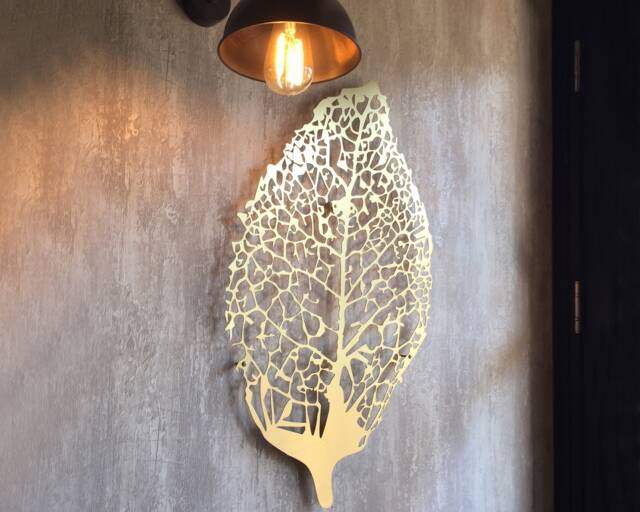 Metal Leaf Wall Art, Decor, Large Gold Hangings, Home Living Room Decor ...