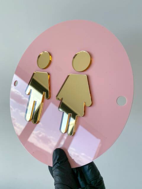 Pink & Gold Acrylic Restroom Sign 3D Toilet Door Decor by Etsy ...