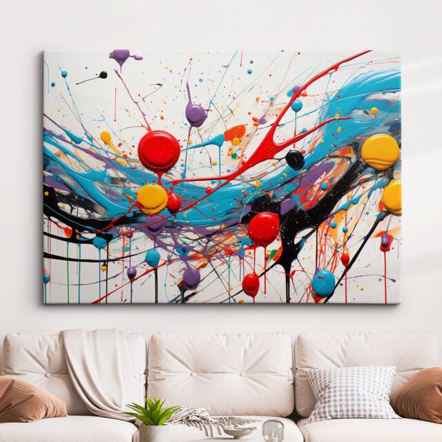 Colorful Paint Splash Abstract Oil Painting Splatter Style Wall Art ...
