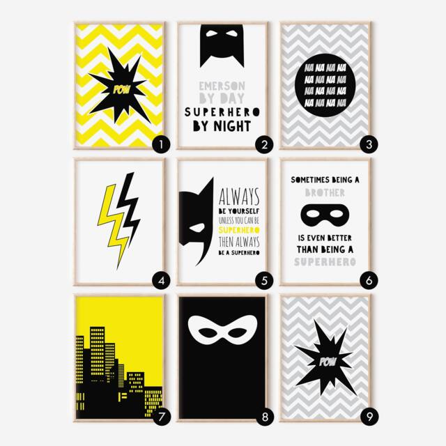 Superhero Prints Kids Room Wall Art, Nursery Decor by Etsy | ufurnish.com