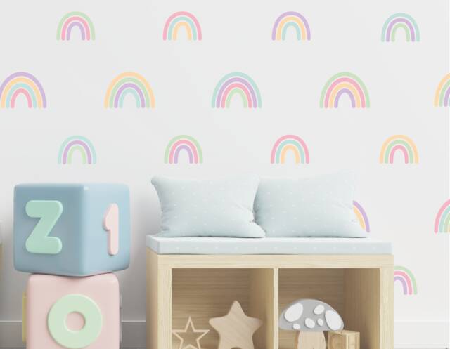 Pastel Rainbow Wall Stickers - Nursery Decals Playroom Art by Etsy ...