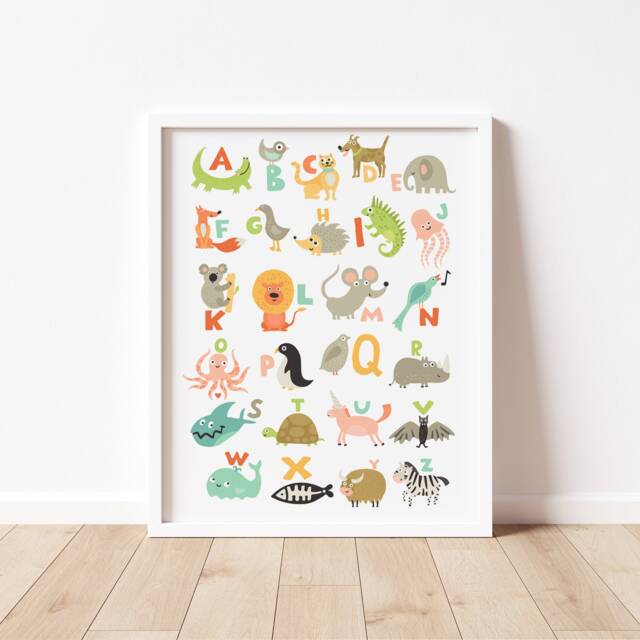 Animal Alphabet Modern Print - Nursery Wall Art, Childs Bedroom ...