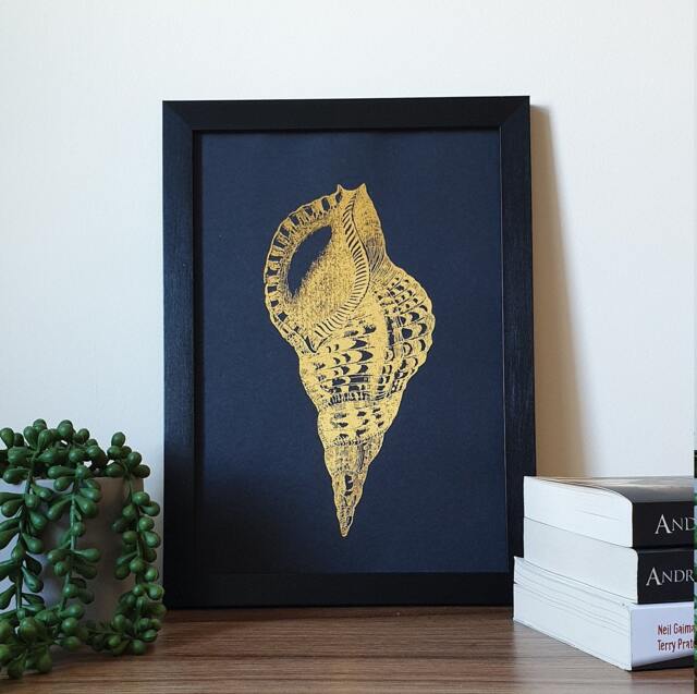 A4 Metallic Foil Seashell Wall Art, Boho Print in Copper, Gold, Silver ...