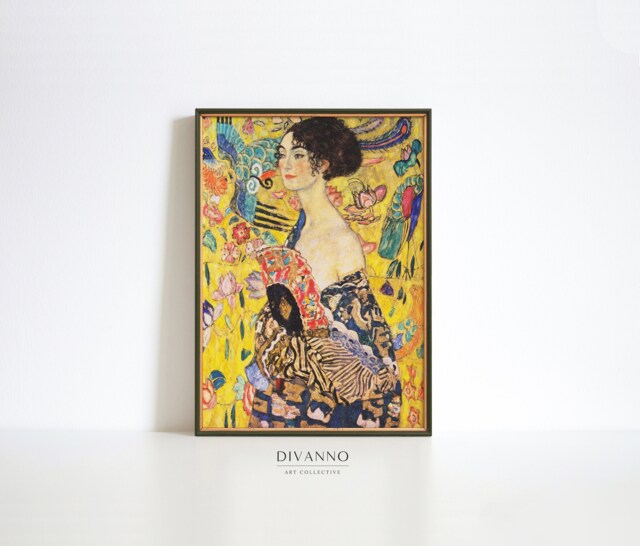 Gustav Klimt Woman Print, Lady With A Fan Wall Decor, Museum Poster ...