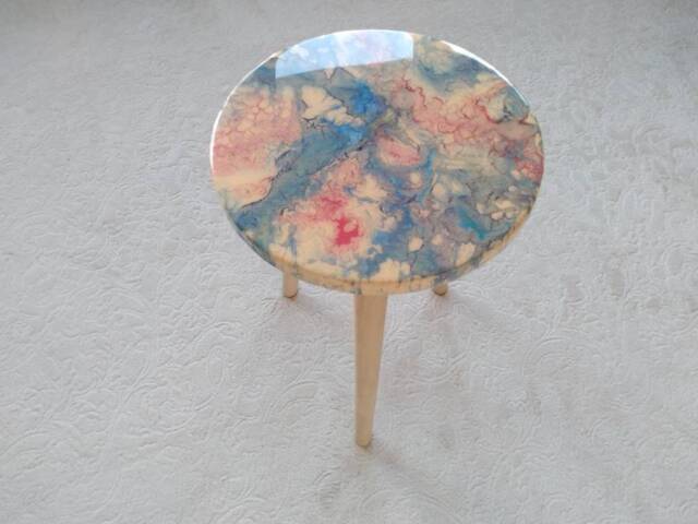 Abstracted Table Handmade Resin Coffee Table Blue Pink Abstract Side Table by Etsy ...