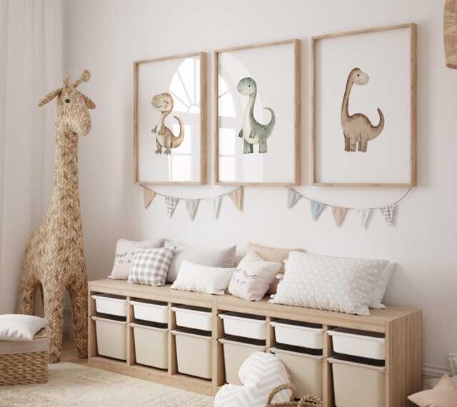 Dinosaur Nursery Prints, Set Of 6, Dino Decor, Theme, Wall Art, Posters ...
