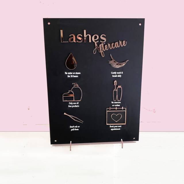 Lashes Aftercare Advice Wall Sign, A3 Acrylic Beauty Salon 3D Perspex ...