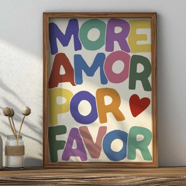 More Amor Por Favor Print Fun Hallway Poster Romantic Wall Art Love