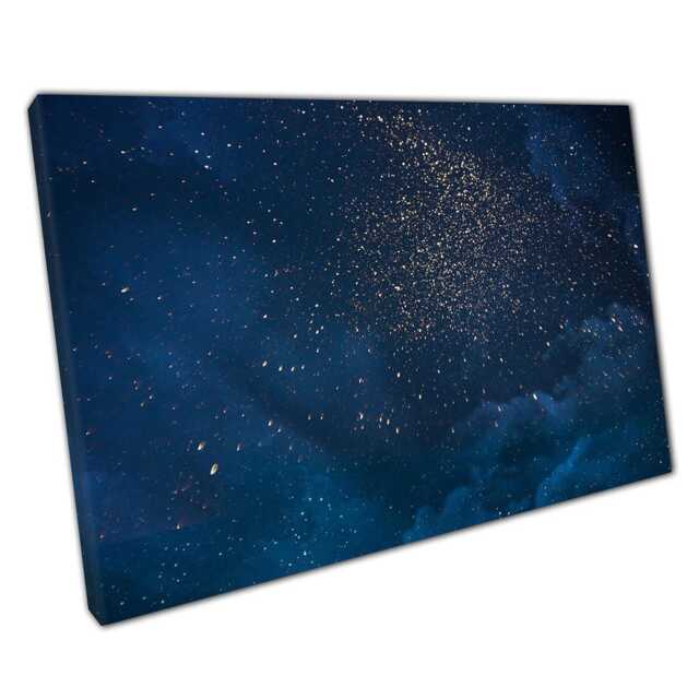 starry Night Sky Canvas Golden Celestial Art Print For Home & Office ...