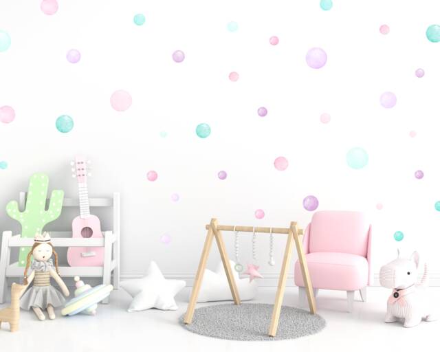 Watercolor Polka Dot Wall Decals Pastel Nursery Decor - 110 Pack by ...