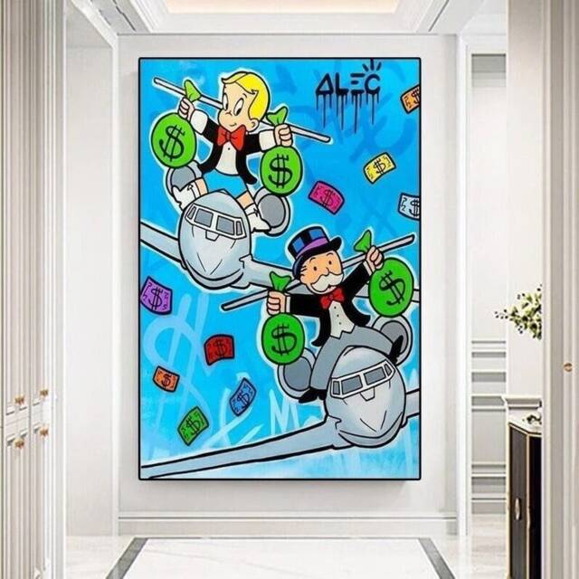 Graffiti Art Alec Monopoly Canvas Painting - Modern Money Cartoon Wall ...