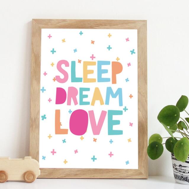 Sleep Dream Love Print, Girls Nursery Prints, Pastel Bedroom Quotes ...