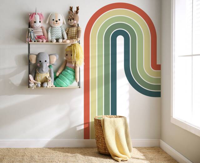 Large Rainbow Wall Decal For Nursery Or Playroom - Half Curve Elongated ...