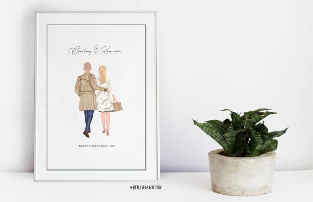Personalised Couple Anniversary Portrait Print A5/A4/A3 - Birthday Gift ...