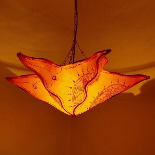 Oriental Henna Pendant Lamp Starfish Orange Arabic Leather Lights