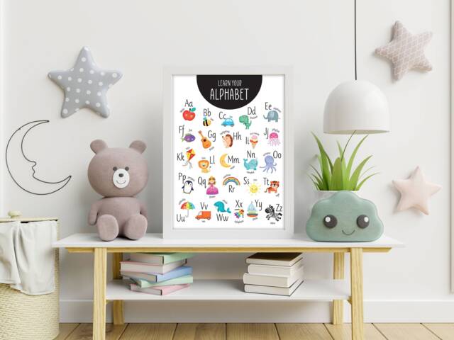 Learn The Alphabet Chart Print, Nursery Wall Art, Educational Children ...