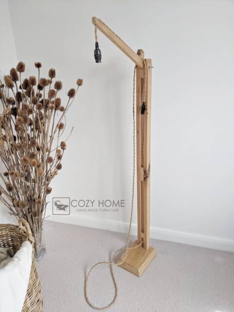 Minimalist Oak Indoor Stand Lamp Handmade Rustic Solid Wood Floor Lamp ...