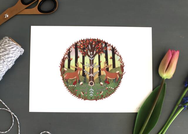 Woodland Deer Print - Art Wildlife Deer Illustration Animal Collage ...