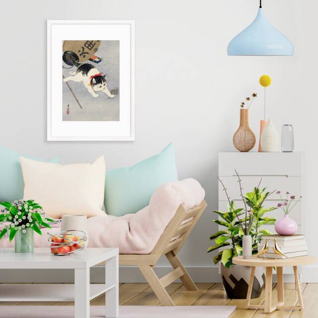 Japanese Art Cat Framed Mounted Ukiyo-E Wall Decor Print Poster ...