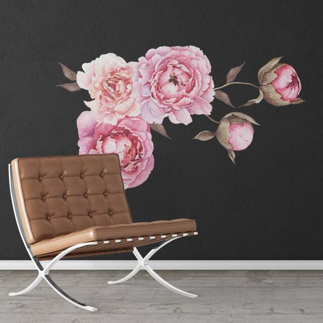 Peony Wall Decal - Modern Decor, Baby On Board Decal, Nursery Accent ...