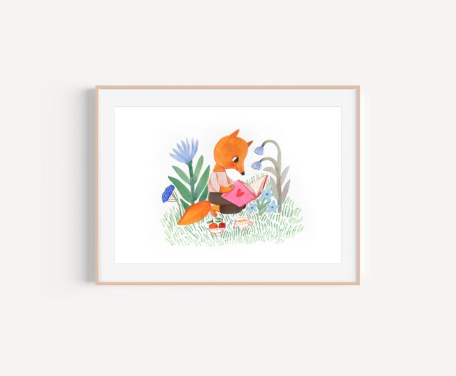 Fox in The Garden , Poster For Nursery Room. Childrens Room Decor ...