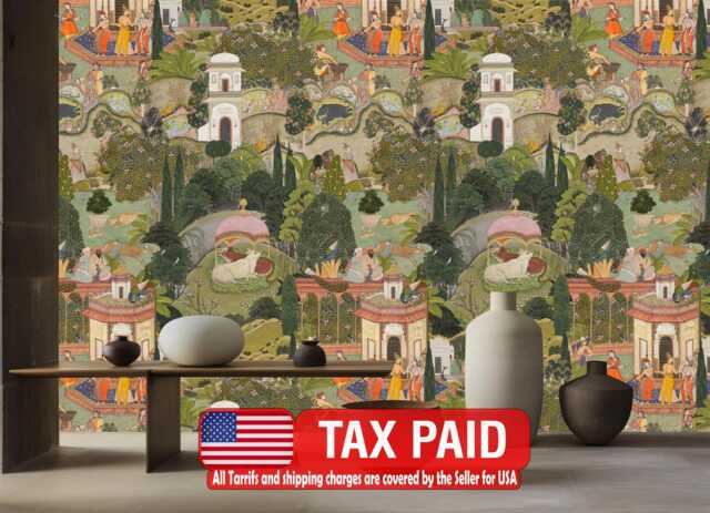 Mughal Gardens Of Jaipur Wallpaper Mural, Peel & Stick Decal by Etsy ...