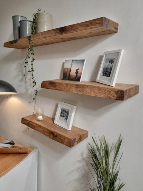 Floating Wall Shelf Made Of Wild Oak - Timeless Design With Integrated ...