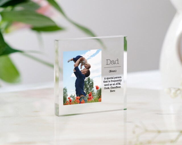 Fathers Day Gift - For Dad Photo Daddy & Daughter Personalised Block ...