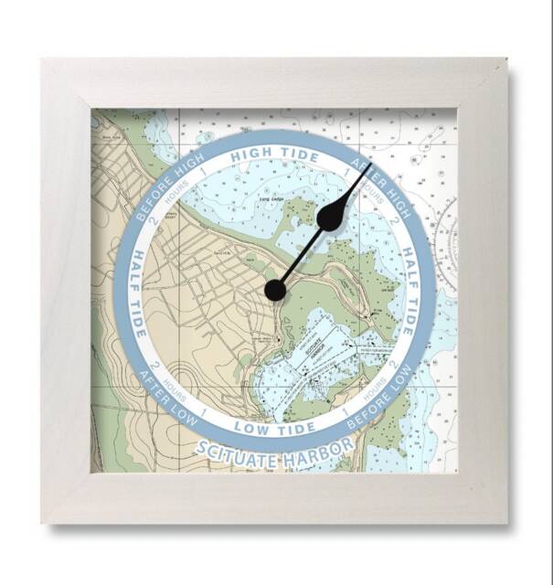 Scituate Harbor Tide Clock BHarbor Focus, Nautical Chart, Hang Or
