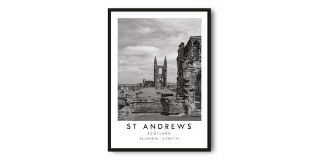 st Andrews Scotland Print Black & White Travel Poster by Etsy ...