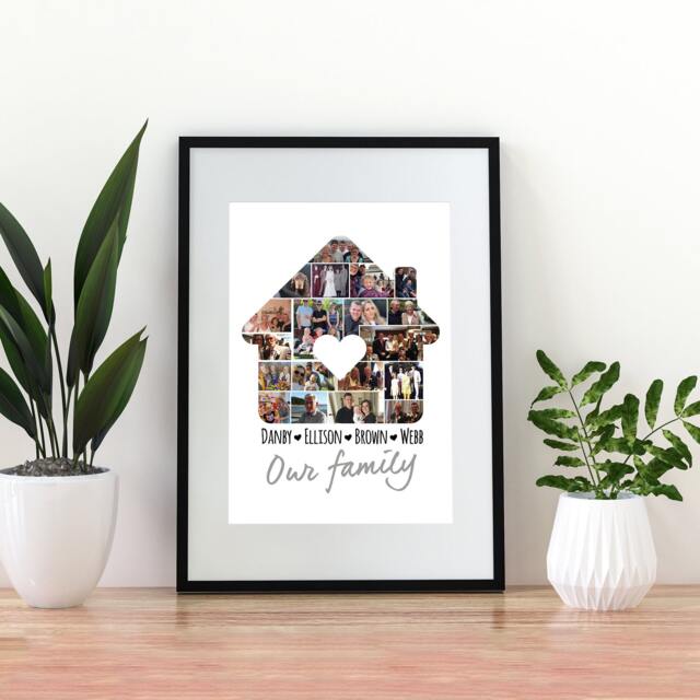 Personalised Family Print, Home Shape Photo Collage, New D??cor ...