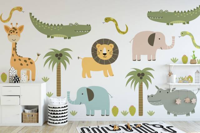 Safari Animals Wall Decal Peel & Stick Kids Room Decor by Etsy ...