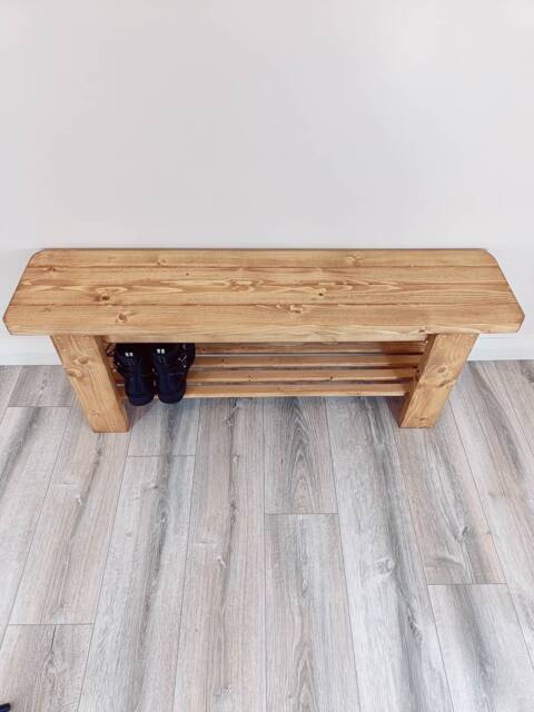 Solid Wood Bench/Shoe Rack - Many Colours. Handmade. Unique Design by ...