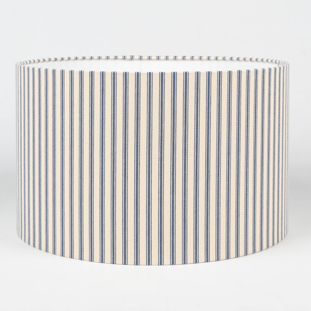 Nautical Cotton Ticking Stripe Lampshade. Seaside Inspired Navy