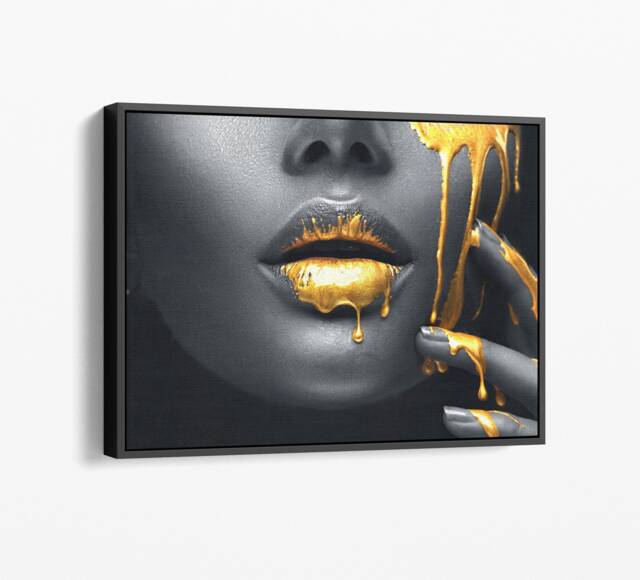 Gold Drip Lips Canvas Art, Motivational Pop Art Print by Etsy ...