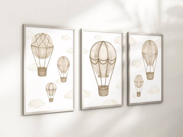 Baby Nursery Air Balloon Cloud Prints - A4 Or A3 Size Stars Boy Girl ...