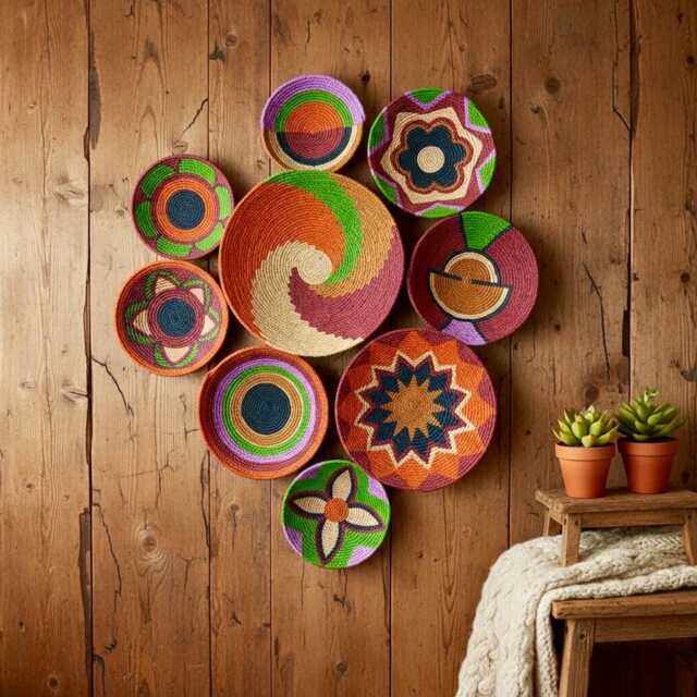 Natural Woven Wall Baskets 7 Piece Boho Decor Set by Etsy | ufurnish.com