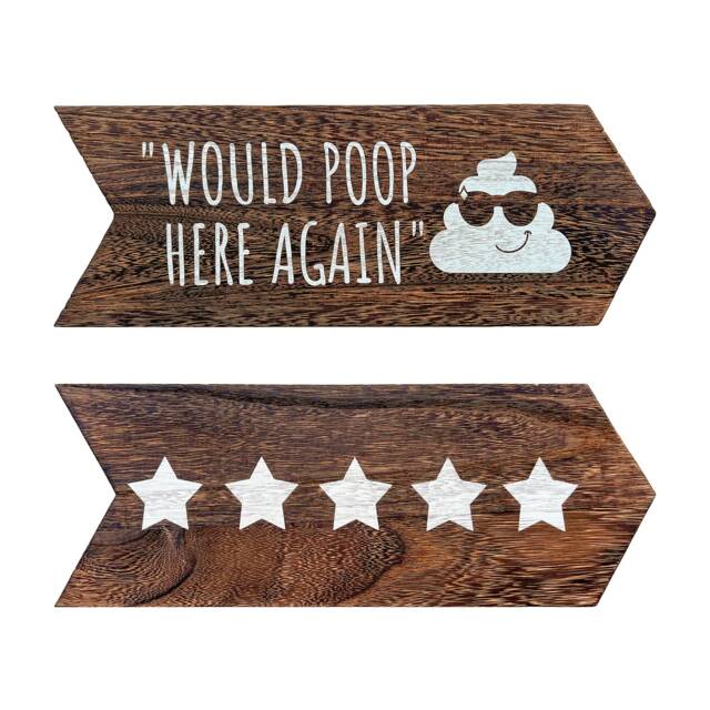 Would Poop Here Again Sign With 5 Stars, Funny Bathroom Signs, Set Of 2 ...
