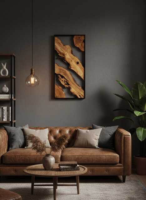 Image showcasing Metal & Olive Wood Wall Art Rustic Live Edge Decor by Etsy | ufurnish.com