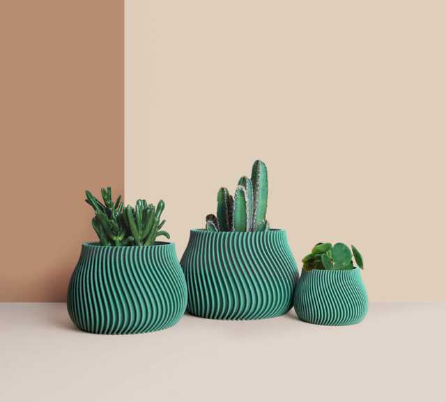 Visual Reference: 3D Printed Cactus Succulent Planters Interior Plant Pots Mid Century