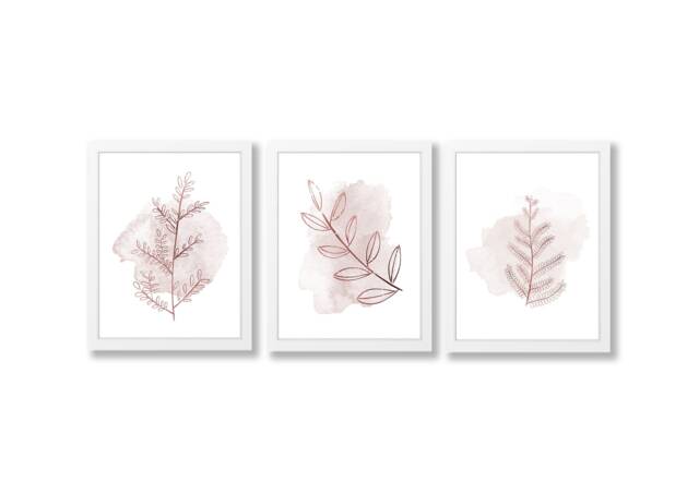 Botanical Print , Wall Art Leaf Room Decor - Set Of 3 Prints Bedroom ...