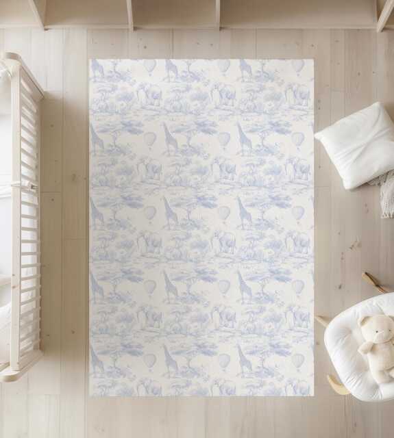 Chinoiserie Toile De Jouy Safari - Blue, Rug, Carpet, Kids Decor ...