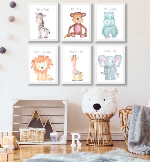 Safari Nursery Prints , Baby Animal Wall Art Set Of 3, 4 Or 6 Jungle ...