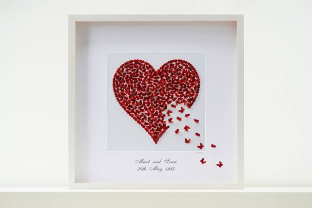 Red 3D Butterfly Heart Handmade To Order & Framed by Etsy | ufurnish.com