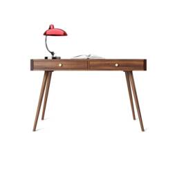 Walnut Office Desk With Two Solid Walnut Drawers & Shelf, Mid Century ...