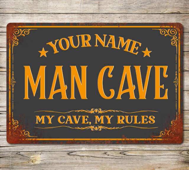 Personalised Man Cave Sign Metal Wall Door Decor Office Shed Garage ...