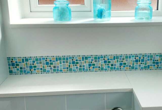 Mosaic Backsplash/Border in Aqua Blue & Turquoise Handmade Splashback ...